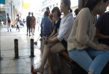 Arrogant woman in dangling legs